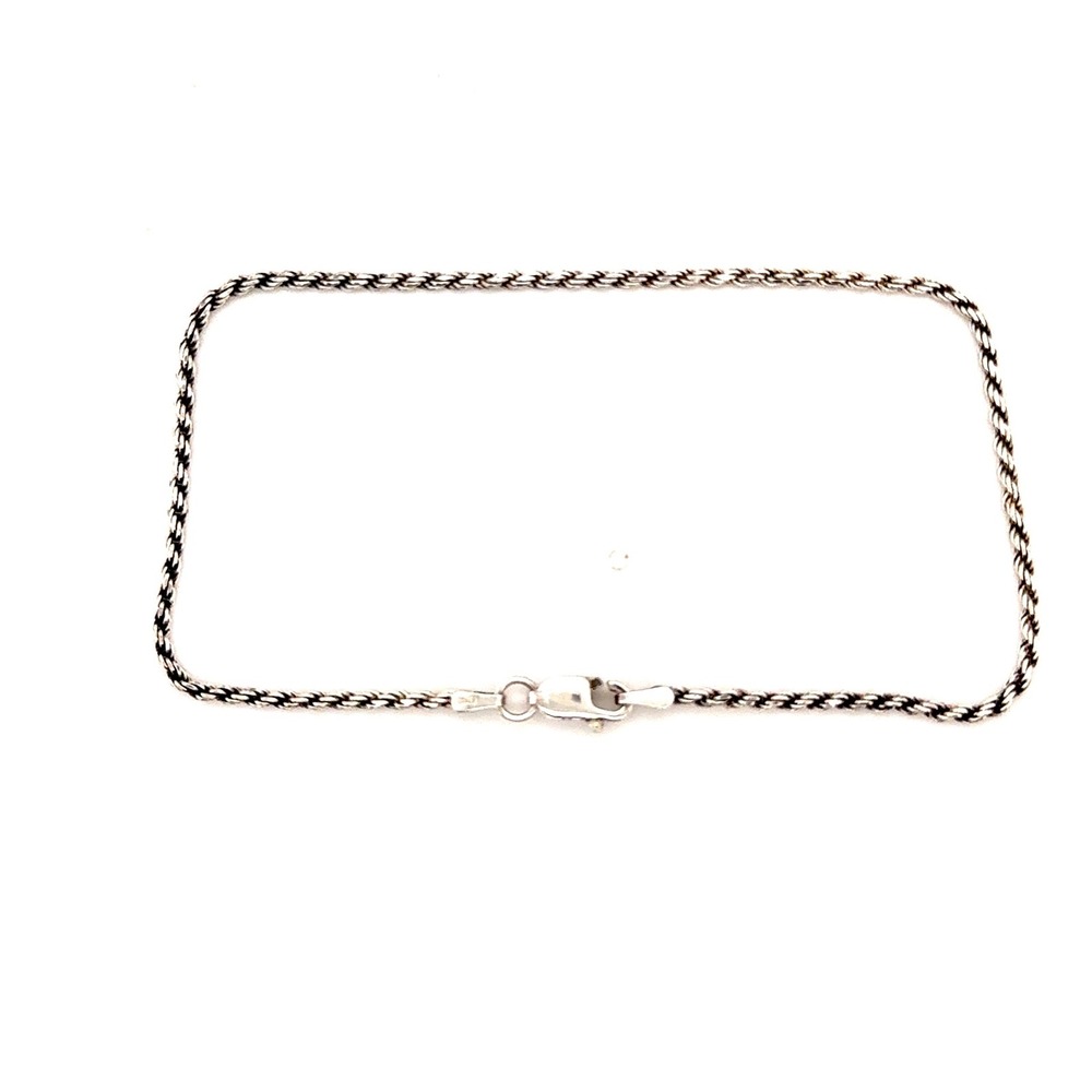 925 Sterling Silver Rope Chain Bracelet 9 Inch 2mm Twisted Link Jewelry 3.2g